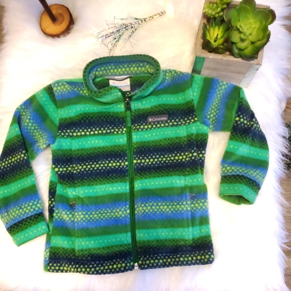 Columbia Full Zip Fleece Jacket Toddler 3T Blue Green
